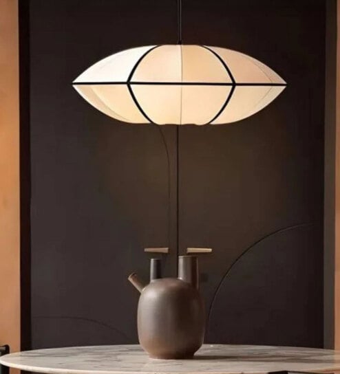Modern Japanese Fabric Pendant Lamp (White)