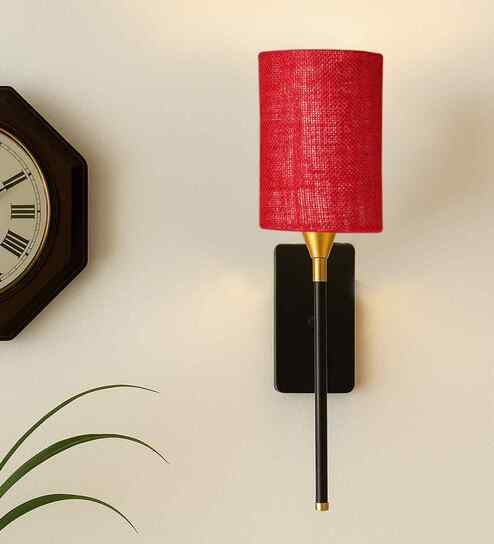 Modern Jute Shade Wall Light | Durable Metal Frame | Home & Hotel Wall Lamp 9maroon Jute)