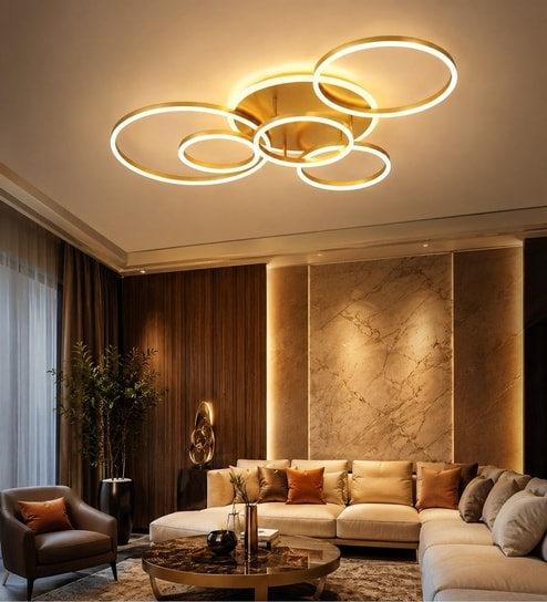 Modern LED Ring Ceiling Light   Tricolor | Gold Finish