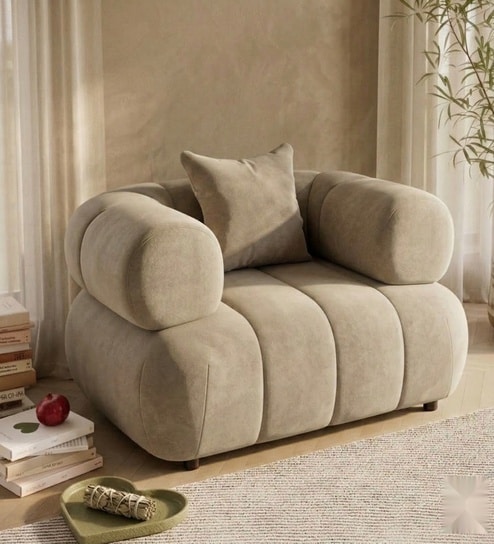 Modern Luxury 1 Seater Sofa In Beige Color