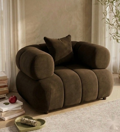 Modern Luxury 1 Seater Sofa In Dark Brown Color