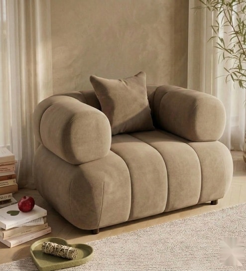Modern Luxury 1 Seater Sofa In Light Brown Color
