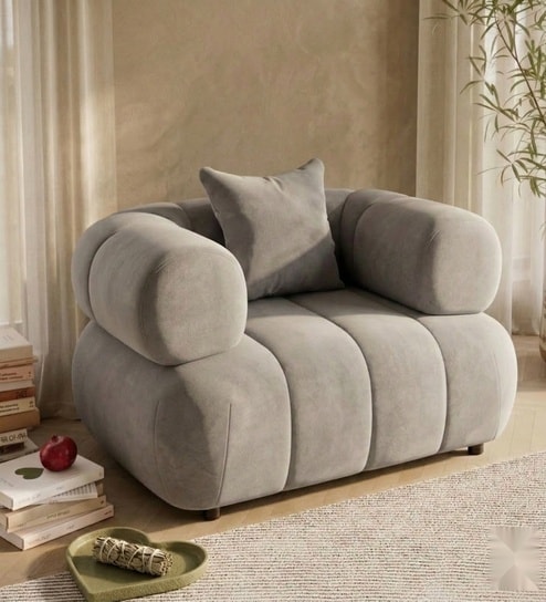 Modern Luxury 1 Seater Sofa In Light Grey Color