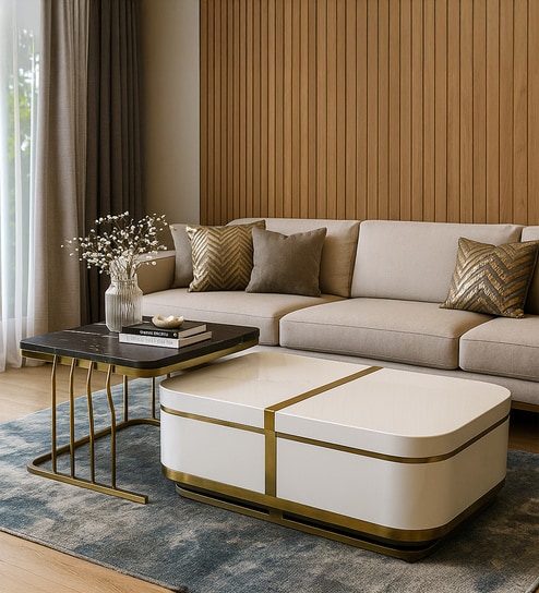 Modern Maestro Stainless Steel Coffee Table in Lacquer Die Finish