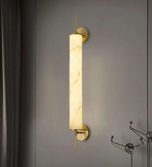 Modern Marble Finish Wall Light with Gold Accents