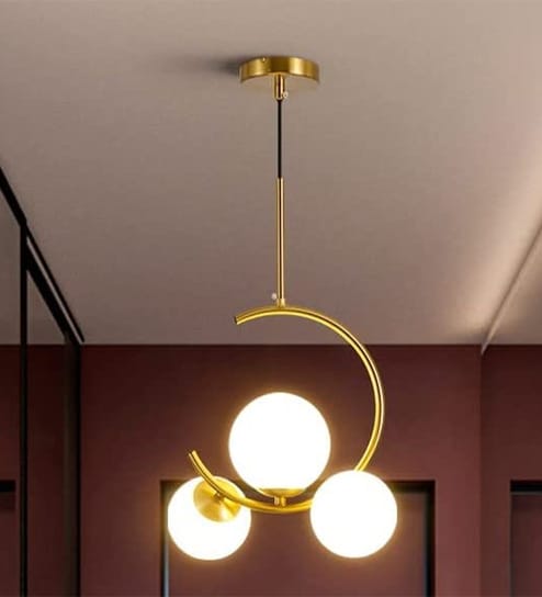 Modern Metal Gold Finish Ceiling Indoor Wall Lamp with Round Globe Glass Shade