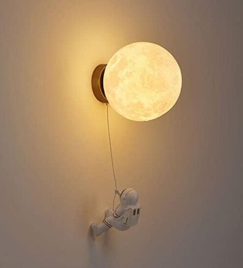 Modern Moon Wall Lamp with Astronaut Design   Resin Decorative Light