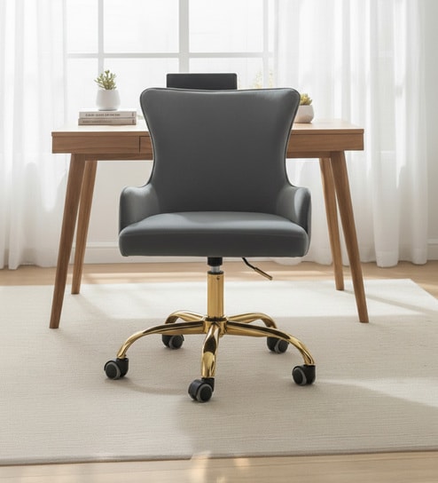 Modern-Motile  Velvet Guest Chairs In Grey Colour