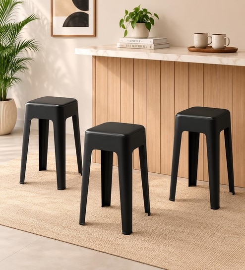 the artment Modern Multi-Purpose Utility Livo Stool In Black Colour (Set of 3)-picture-9