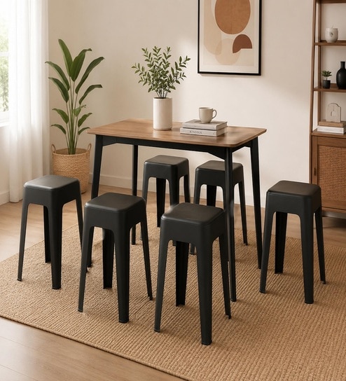 the artment Modern Multi-Purpose Utility Livo Stool In Black Colour (Set of 6)-picture-10