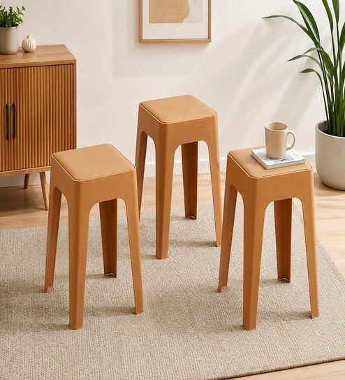the artment Modern Multi-Purpose Utility Livo Stool In Brown Colour (Set of 3)-picture-13