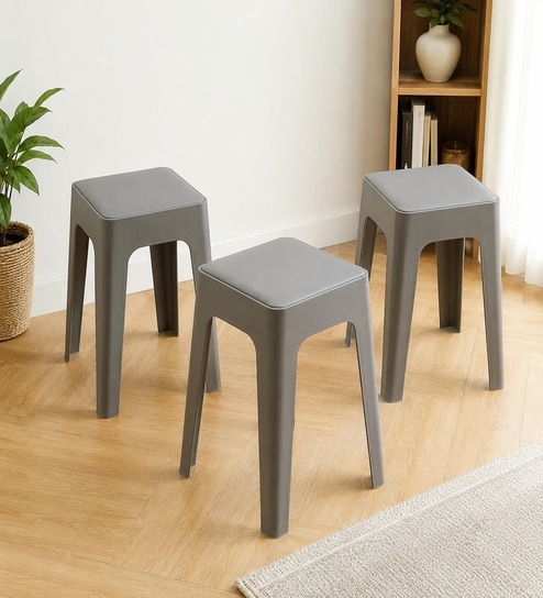 the artment Modern Multi-Purpose Utility Livo Stool In Grey Colour (Set of 3)-picture-6