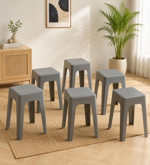 the artment Modern Multi-Purpose Utility Livo Stool In Grey Colour (Set of 6)-picture-7