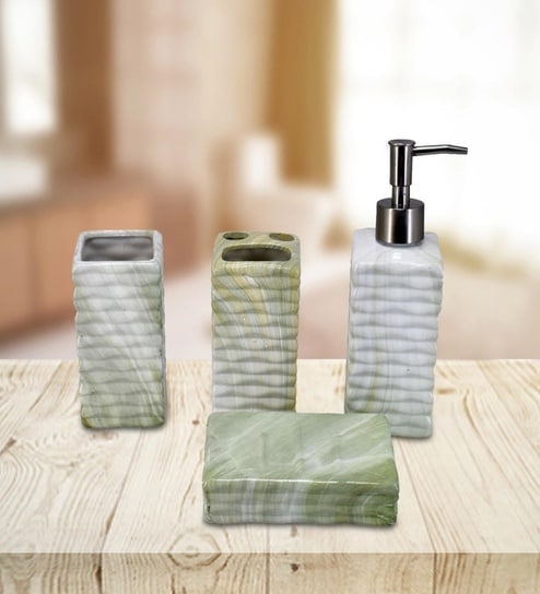 Modern Multicolour Ceramic Set of 4 Bath Accessories Set 