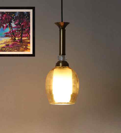 Modern Plain Amber Glass Hanging Light