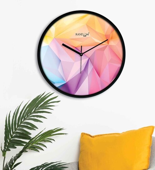 Multicolour Modern Plastic Stylish Non Ticking Silent Analog Wall Clock -12 inch