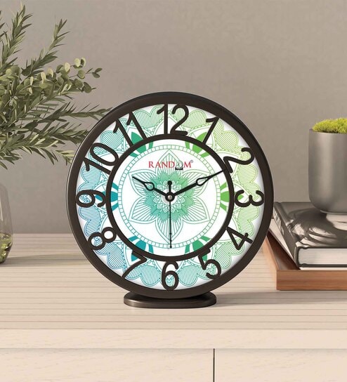 8 Inches Green Modern Non Ticking Silent Analog Wall Cum Table Clock