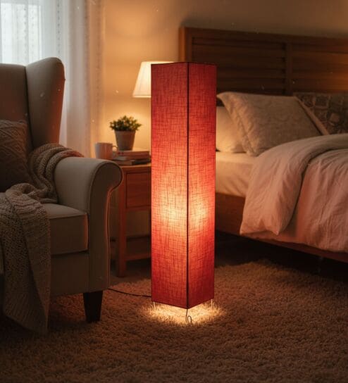 Modern Red Texture Cylinder Floor Lamp   Stylish Lighting for Living Room & Bedroom