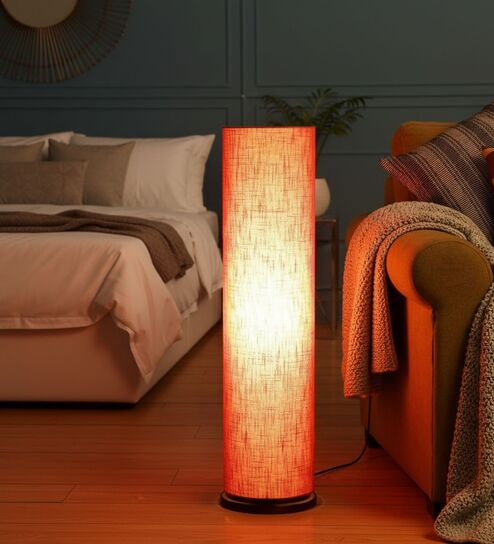 Modern Red Texture Cylinder Floor Lamp   Stylish Lighting for Living Room & Bedroom
