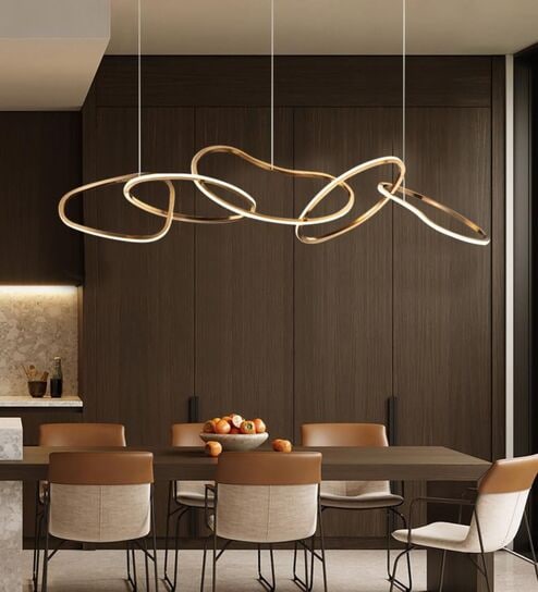 Modern Rosegold Wave LED Chandelier with adjustable height