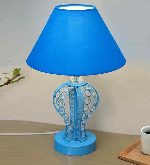 Blue Modern Round Small Blue Crystal Table Lamp