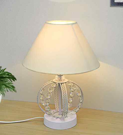 White Modern Round Small Crystal Table Lamp
