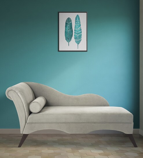 Buy Modern Scroll Fabric Chaise Lounger In Grey Colour By Dreamzz