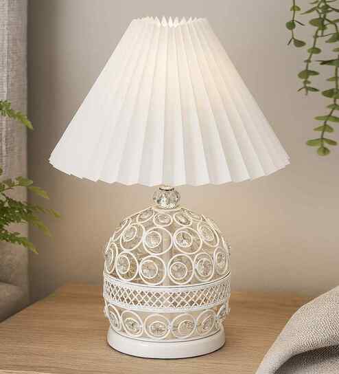 White Modern Small Crystal Table Lamp