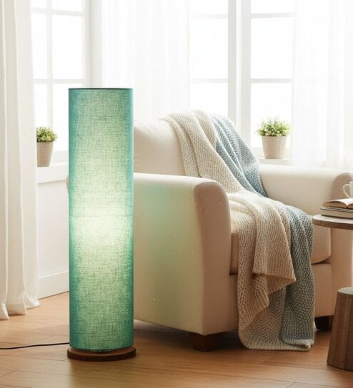 Modern Teal Cylinder Floor Lamp   Stylish Lighting for Living Room & Bedroom