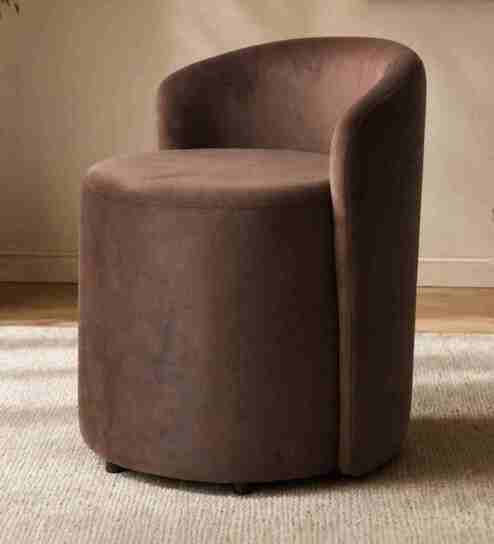 Modern Upholstered Slipper Curved Pattern Chair  In Brown Colour