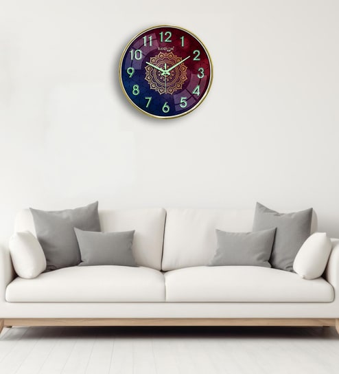 random Gold Mandala Wall Clock With 3D Radium Numbers (13 Inch)-picture-20