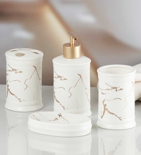 Modern White Ceramic (Set of 4) Bath Set