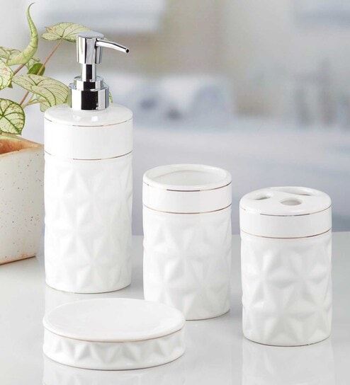 Modern White Ceramic (Set of 4) Bath Set