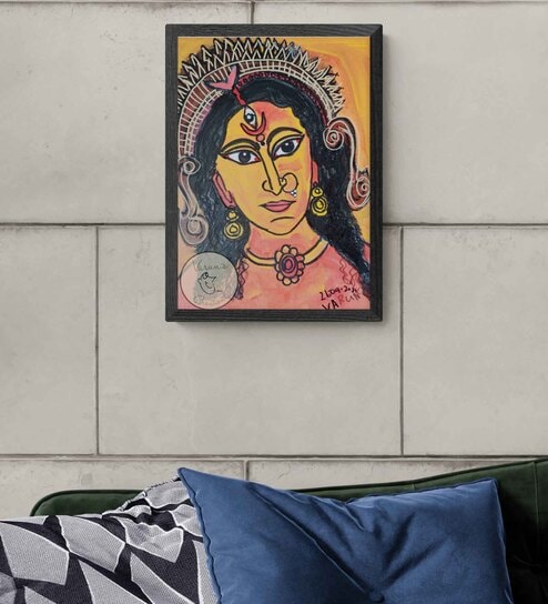 Modern Woman Durga  Handmade Acrylic Paint On Canvas Unframed