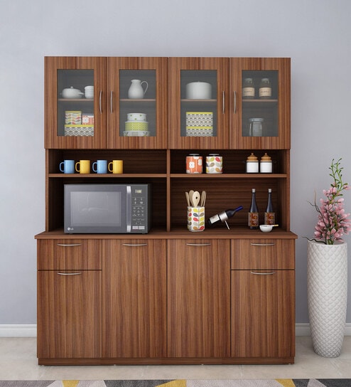 Modish Crockery Unit in Walnut Finish