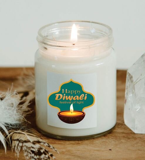 Diwali Mogra Aroma White Glass Scented Jar Candle