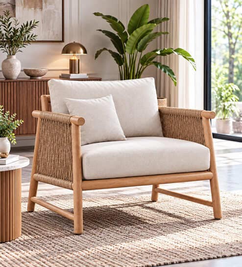 Moku Chair In Premuim Textured Upholstery Fabric With Cord Side Detailing Moku Chair In Premuim Textured Upholstery Fabric With Cord Side Detailing