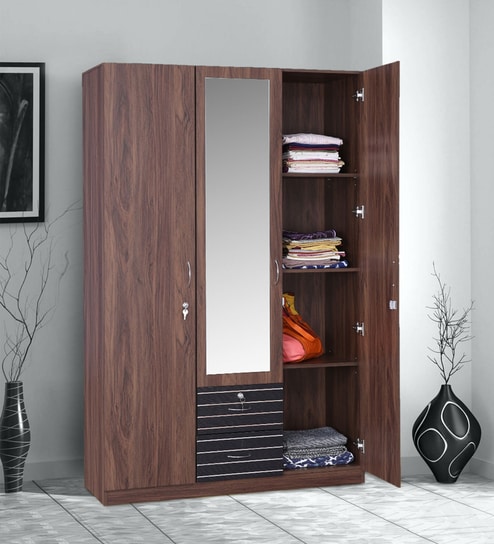 Molly 3 Door Wardrobe in Brown Colour