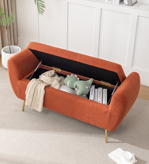 Monaco Fabric Elite Towel Finishing Ottoman in Orange Colour