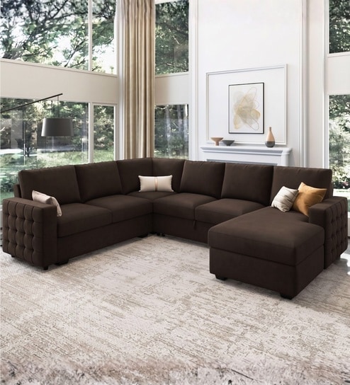 Monaco Grande Sectional Sofa In Dark Brown Color