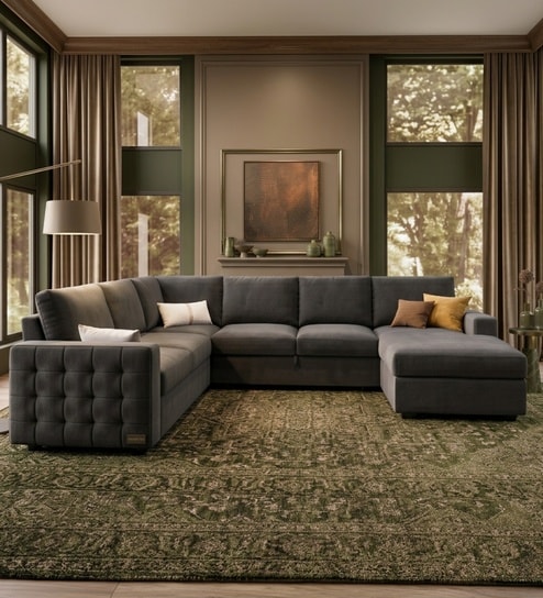 Monaco Grande Sectional Sofa In Dark Grey Color
