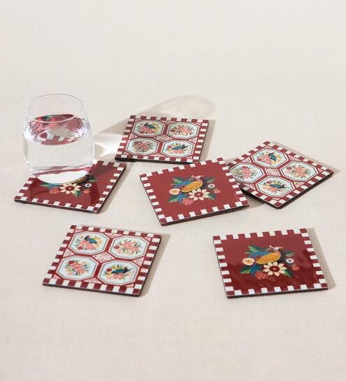 Monal Wooden Coasters - Set of 6 | Kashmir Trails