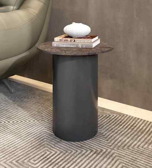 Monarch Marble Top End Table In Grey Finish