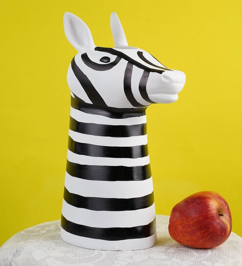 Monochromatic Zebra Black & White Resin Table Vase