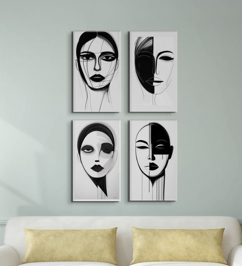 Portrait Set of 4 Canvas Wall Painting Stretch Canvas Frame