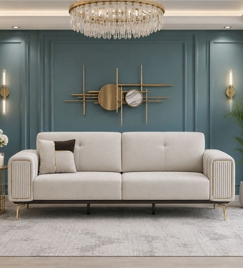 Montana Sal Wood 3 Seater Sofa In Beige Colour