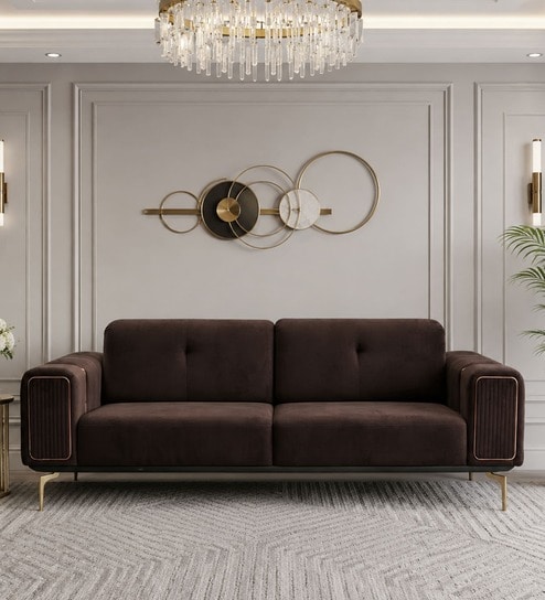 Montana Sal Wood 3 Seater Sofa In Brown Colour