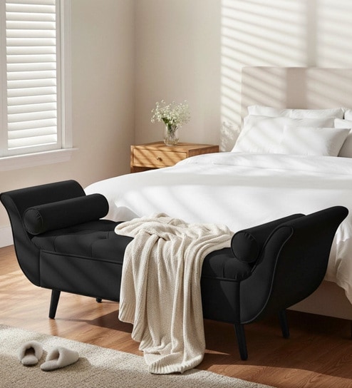 Montclair Fabric Luxury Storage Ottoman Ottoman in Black Colour