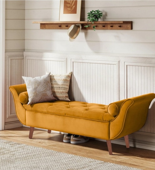 Montclair Fabric Luxury Storage Ottoman Ottoman in Mustard Colour