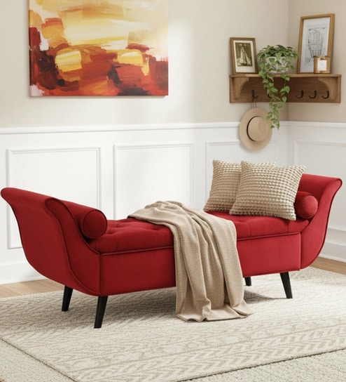 Montclair Fabric Luxury Storage Ottoman Ottoman in Red Colour